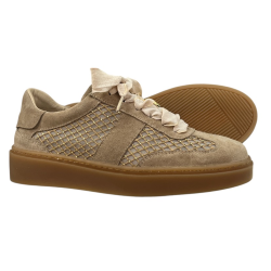 Półbuty Sneakersy Damskie Karino 5938 Skóra Beżowy Zamsz