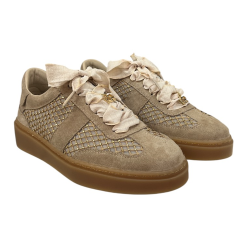Półbuty Sneakersy Damskie Karino 5938 Skóra Beżowy Zamsz