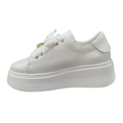 Półbuty Sneakersy Damskie Karino 5931 Skóra Białe Lico Platforma