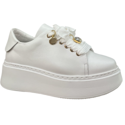 Półbuty Sneakersy Damskie Karino 5931 Skóra Białe Lico Platforma