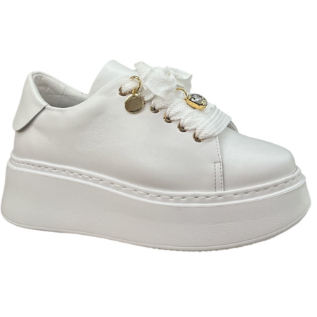 Półbuty Sneakersy Damskie Karino 5931 Skóra Białe Lico Platforma