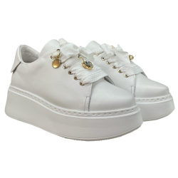 Półbuty Sneakersy Damskie Karino 5931 Skóra Białe Lico Platforma