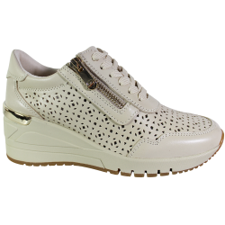 Sneakersy Damskie Marco Tozzi 2-23501-44 Skóra Naturalna Beżowe Ażurow