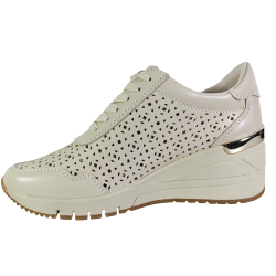 Sneakersy Damskie Marco Tozzi 2-23501-44 Skóra Naturalna Beżowe Ażurow