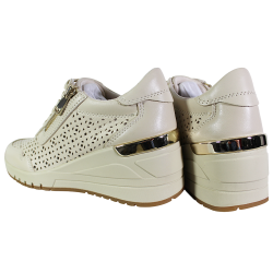 Sneakersy Damskie Marco Tozzi 2-23501-44 Skóra Naturalna Beżowe Ażurow