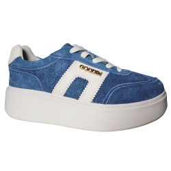 Sneakersy damskie skóra naturalna Goodin GD-FT-128 niebieskie zamszowe