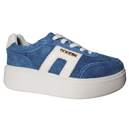 Sneakersy damskie skóra naturalna Goodin GD-FT-128 niebieskie zamszowe