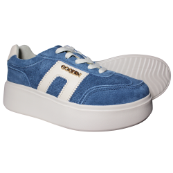 Sneakersy damskie skóra naturalna Goodin GD-FT-128 niebieskie zamszowe