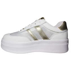 Sneakersy damskie skóra naturalna Goodin GD-XW-1032 biało złote siatec