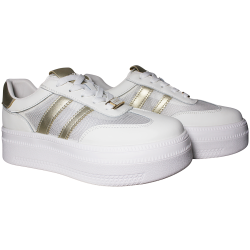 Sneakersy damskie skóra naturalna Goodin GD-XW-1032 biało złote siatec