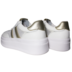 Sneakersy damskie skóra naturalna Goodin GD-XW-1032 biało złote siatec