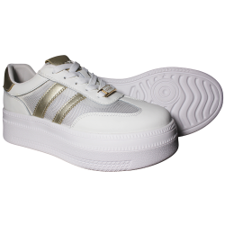 Sneakersy damskie skóra naturalna Goodin GD-XW-1032 biało złote siatec