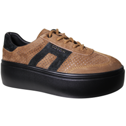 Sneakersy damskie skóra naturalna Goodin GD-XF-218 brąz zamszowe czeko