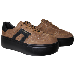 Sneakersy damskie skóra naturalna Goodin GD-XF-218 brąz zamszowe czeko