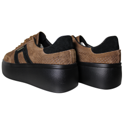 Sneakersy damskie skóra naturalna Goodin GD-XF-218 brąz zamszowe czeko