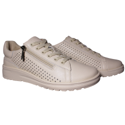 Sneakersy Damskie Skórzane Beżowe Ażurowe Cambell 26-19403 Wygodne Lek