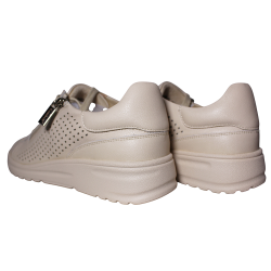 Sneakersy Damskie Skórzane Beżowe Ażurowe Cambell 26-19403 Wygodne Lek