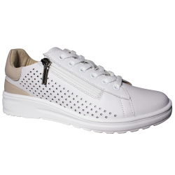 Sneakersy Damskie Skórzane Białe Ażurowe Cambell 26-19403 Lekkie Wygod