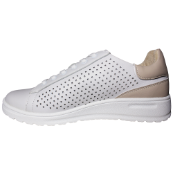 Sneakersy Damskie Skórzane Białe Ażurowe Cambell 26-19403 Lekkie Wygod