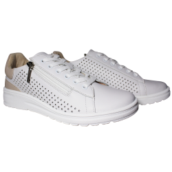 Sneakersy Damskie Skórzane Białe Ażurowe Cambell 26-19403 Lekkie Wygod