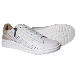 Sneakersy Damskie Skórzane Białe Ażurowe Cambell 26-19403 Lekkie Wygod