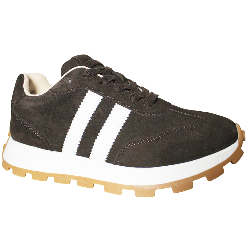 Sneakersy damskie Siwiecki KT13 skóra naturalna zamsz brąz czekoladowe
