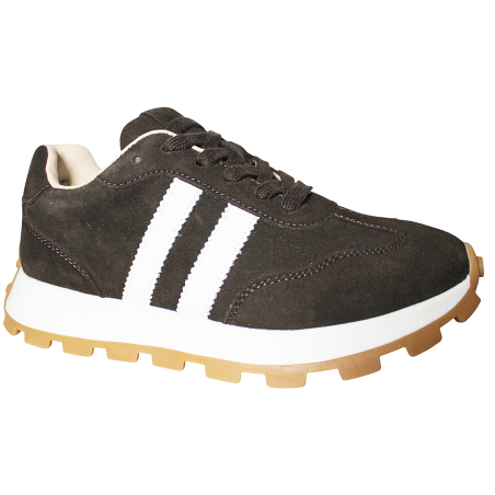 Sneakersy damskie Siwiecki KT13 skóra naturalna zamsz brąz czekoladowe