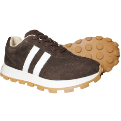 Sneakersy damskie Siwiecki KT13 skóra naturalna zamsz brąz czekoladowe