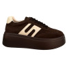 Siwiecki NS601P sneakersy damskie brązowe zamsz na platformie modne pr