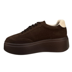 Siwiecki NS601P sneakersy damskie brązowe zamsz na platformie modne pr