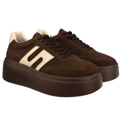 Siwiecki NS601P sneakersy damskie brązowe zamsz na platformie modne pr