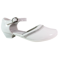 Buty komunijne dziewczęce Badoxx 5KM-244 białe lakierowane eleganckie