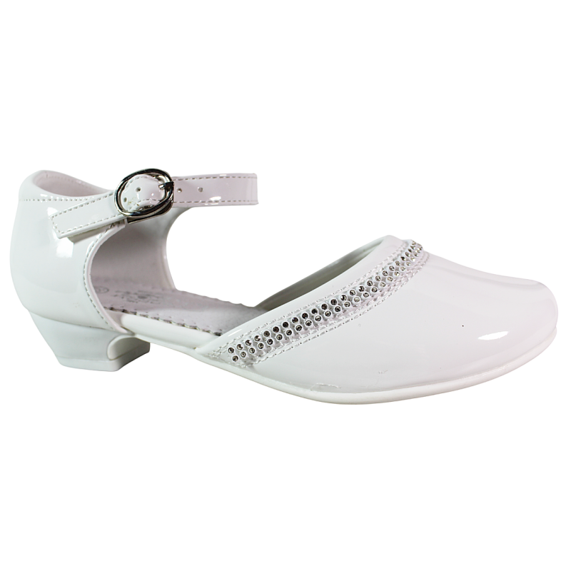 Buty komunijne dziewczęce Badoxx 5KM-244 białe lakierowane eleganckie