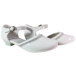 Buty komunijne dziewczęce Badoxx 5KM-244 białe lakierowane eleganckie