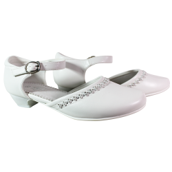 Buty komunijne dziewczęce Badoxx 7KM-242 białe z cyrkoniami eleganckie