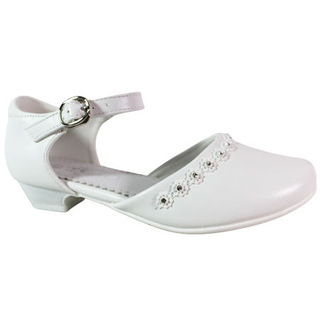 Buty komunijne dziewczęce Badoxx 5KM-245 białe cyrkonie eleganckie wyg