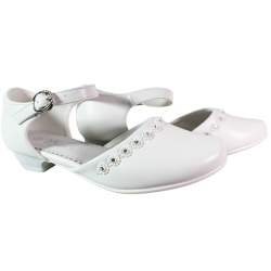 Buty komunijne dziewczęce Badoxx 5KM-245 białe cyrkonie eleganckie wyg
