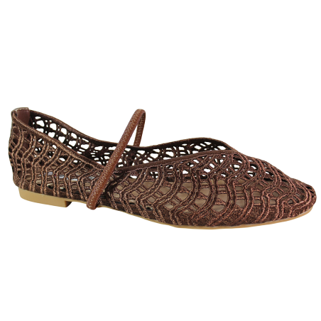 Brązowe baleriny Seastar JH583P ażurowe – lekkie eleganckie HIT