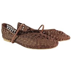 Brązowe baleriny Seastar JH583P ażurowe – lekkie eleganckie HIT