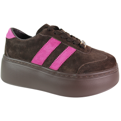Sneakersy damskie Goodin GD-XW-1044 skóra brąz zamsz wygodne modne