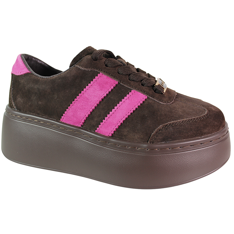 Sneakersy damskie Goodin GD-XW-1044 skóra brąz zamsz wygodne modne