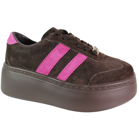 Sneakersy damskie Goodin GD-XW-1044 skóra brąz zamsz wygodne modne