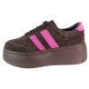 Sneakersy damskie Goodin GD-XW-1044 skóra brąz zamsz wygodne modne