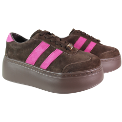 Sneakersy damskie Goodin GD-XW-1044 skóra brąz zamsz wygodne modne