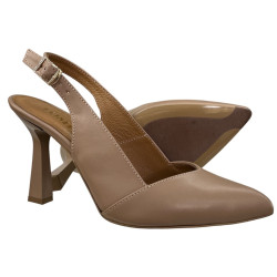 Tomex szpilki damskie beżowe skóra naturalna slingback eleganckie sand