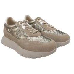 Vinceza 18115 damskie sneakersy skóra naturalna beżowo złote | modne