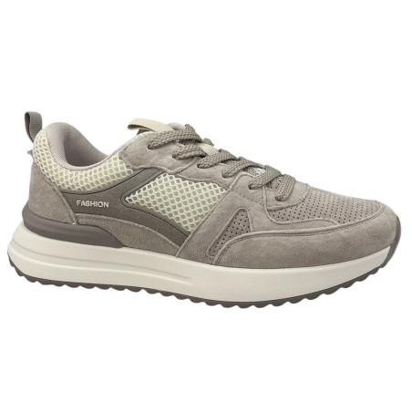 Sneakersy damskie skórzane Cambell 26-98320 beżowe wygodne sportowe