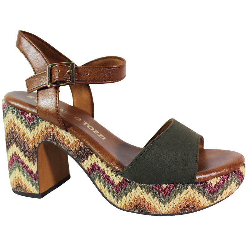 Sandały damskie Marco Tozzi 2-28008-42 khaki platforma wygodne modne
