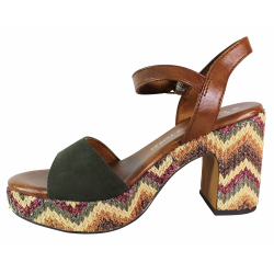 Sandały damskie Marco Tozzi 2-28008-42 khaki platforma wygodne modne