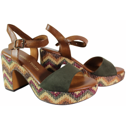 Sandały damskie Marco Tozzi 2-28008-42 khaki platforma wygodne modne